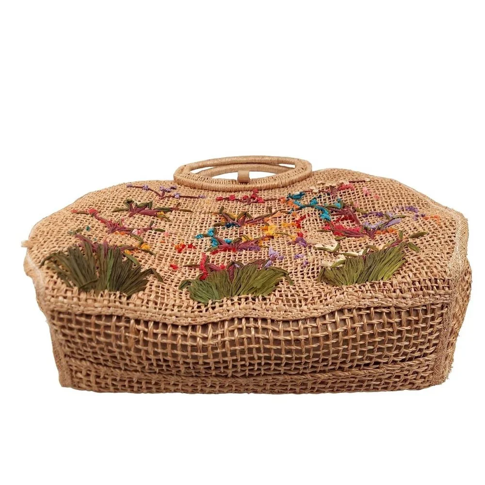 Handmade Pink Straw Cabana Small Summer Vacation Handbag Purse Fashion Tote - Picture 7 of 7